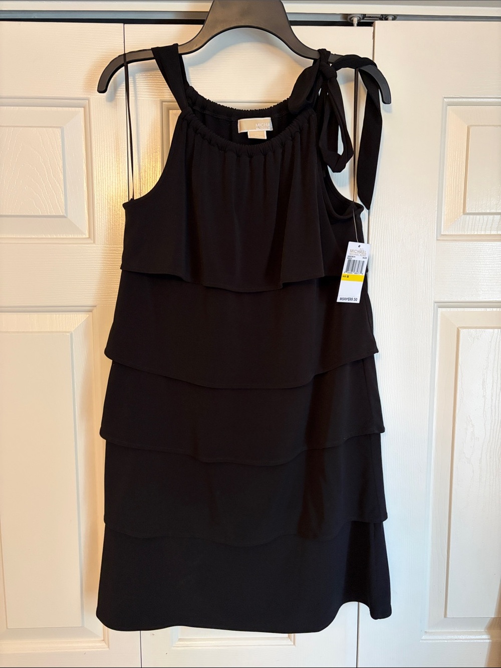 MICHAEL Michael Kors Black Layered Tie-Shoulder Mini Dress